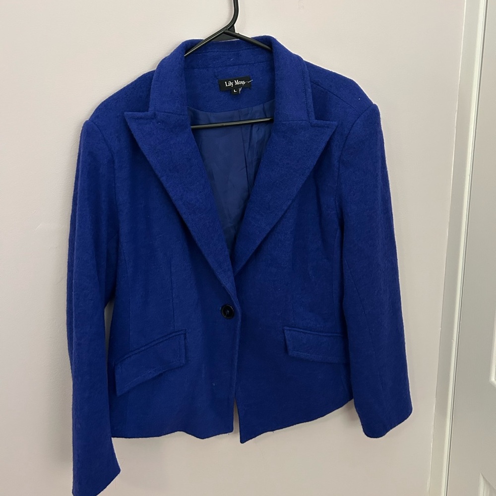 Women's Royal Blue Wool Jacket with shoulder pads